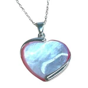 Rainbow Moonstone Heart Sterling Silver 925 Necklace
